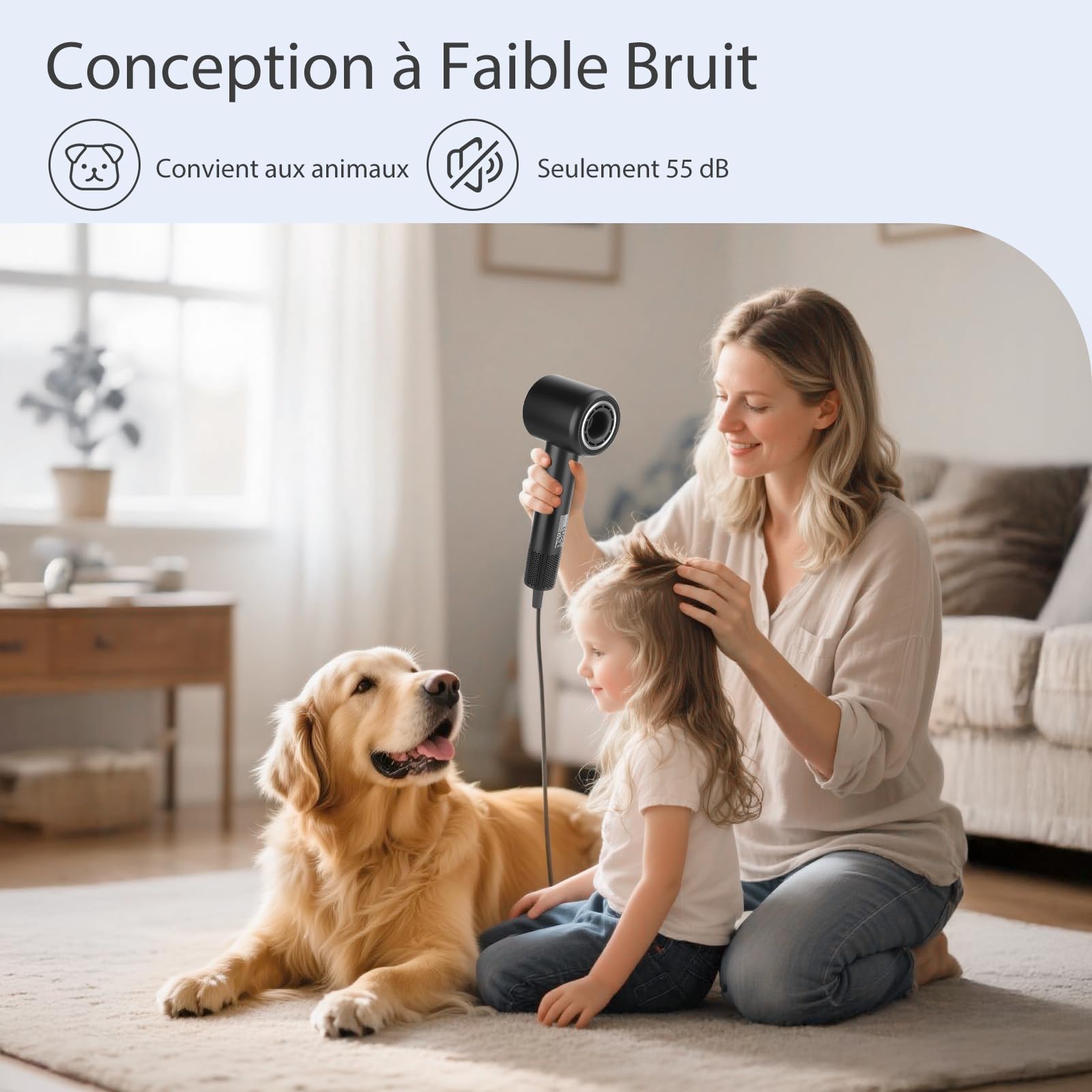Aigostar Sèche-Cheveux Ionique Haute Vitesse avec Diffuseur Magnétique