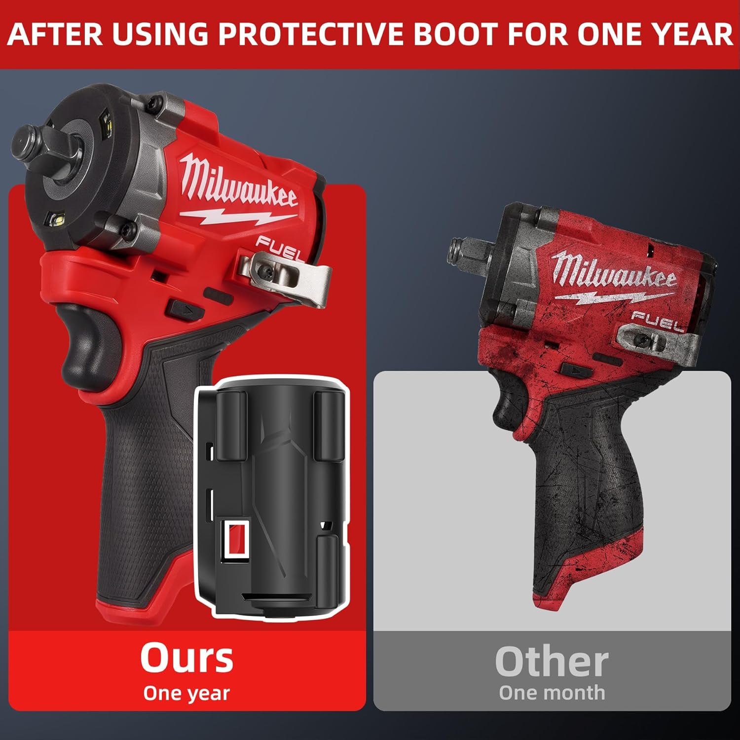 2562-20 (3/8") Protective Boot - Compatible with Milwaukee M12 Fuel Stubby Impact Wrench/Driver (2563-20 1/2") - Heavy Duty Rubber 49-16-2562