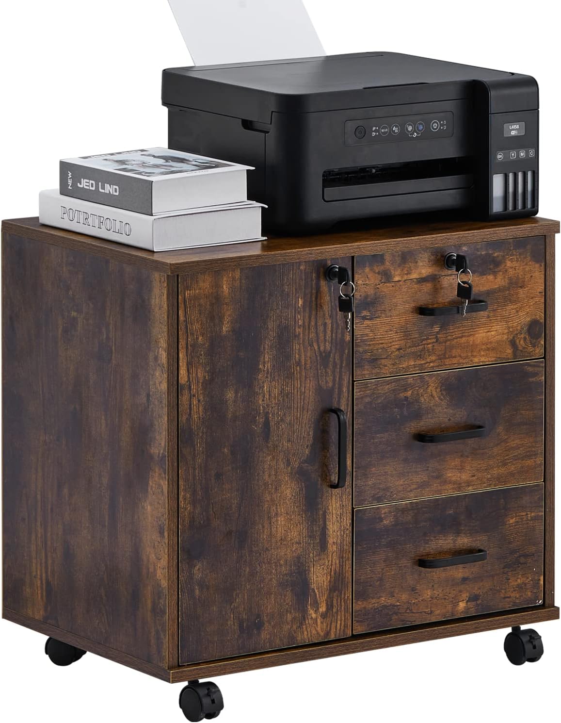 Mobile Schedario LEMROE Con 3 Cassetti E Serratura - Bianco Per Ufficio O Casa - Foto 3