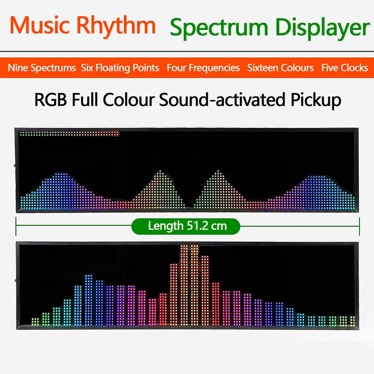 Analizador de pantalla LED de espectro musical, ritmo dinámico con control remoto, 36 estilos y 4 rangos de frecuencia, control de voz y línea para estudio o sala de juegos