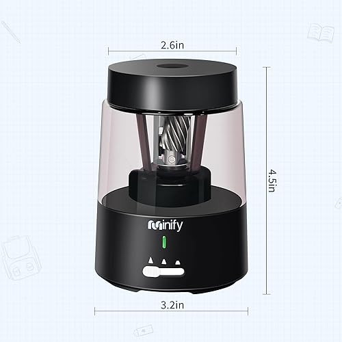 Miniatura 8 de Minify Sacapuntas eléctrico, sacapuntas de alta resistencia, con batería recargable, para lápices de colores de 0.236 a 0.315 pulgadas, parada