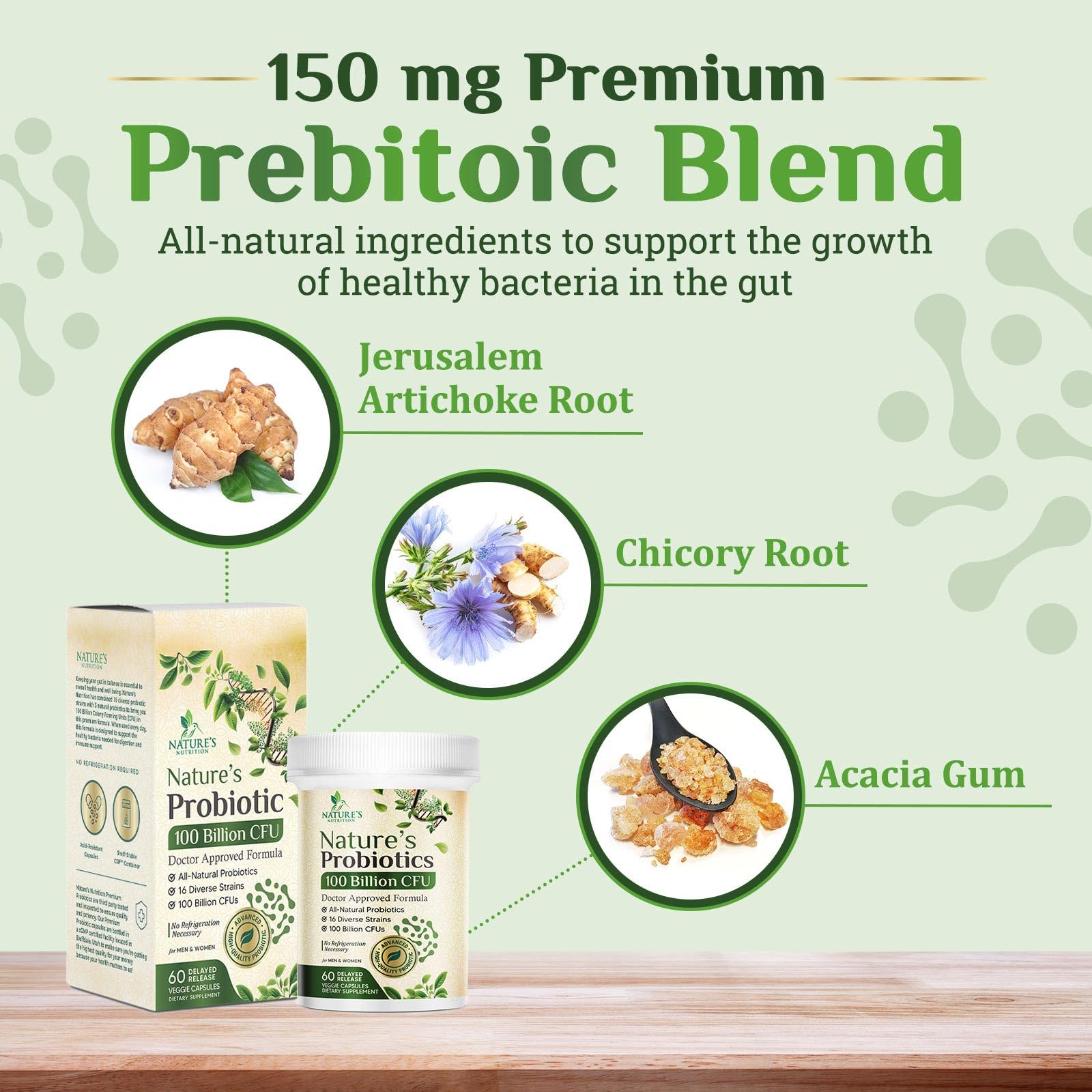 Probiotics 100 Billion CFU Capsules - Prebiotics, Acidophilus Probiotics Supports Immune System Digestive Health, Supports Occasional Constipation & Bloating, Daily Supplement for Women - 60 Capsules