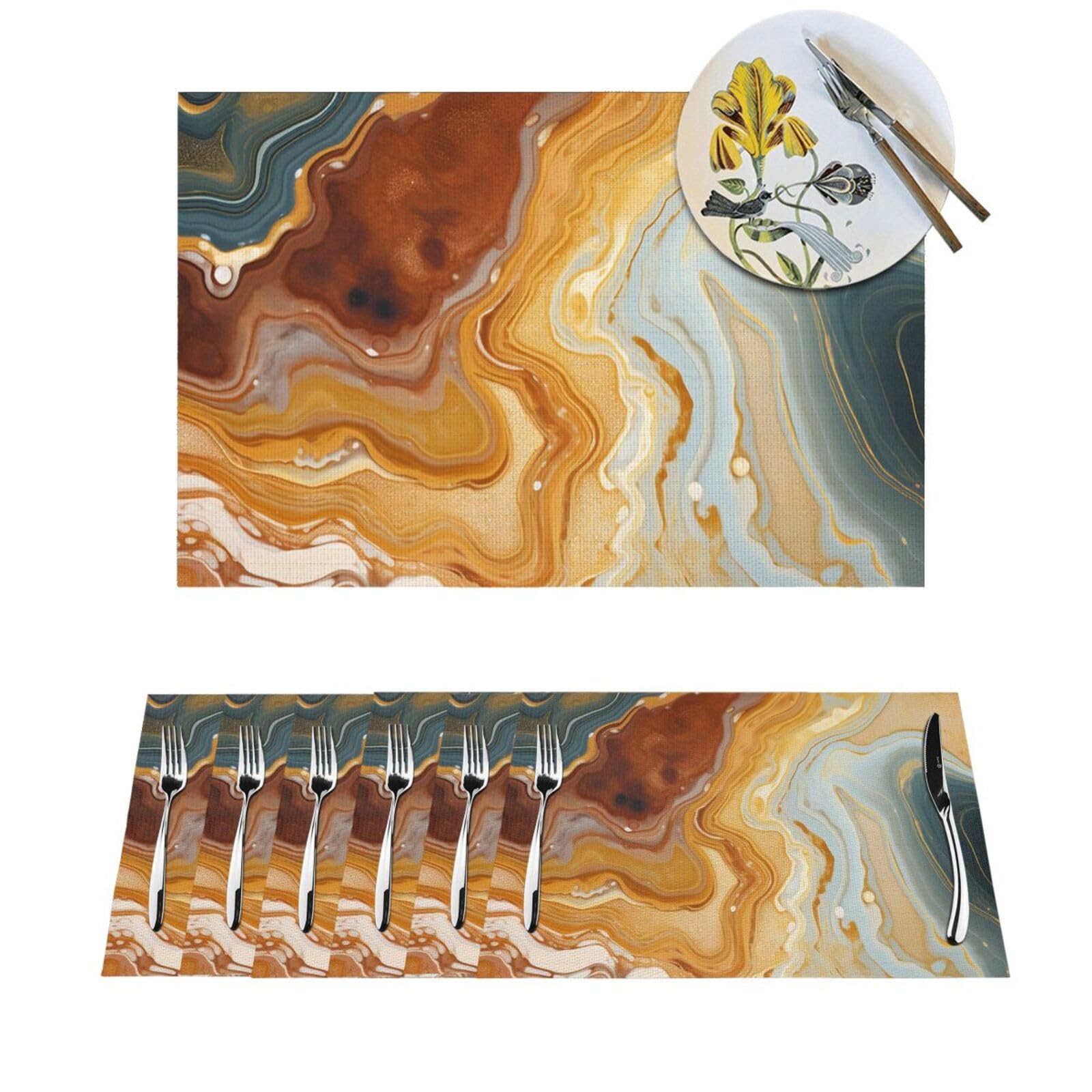 Sets de table en PVC tissé antidérapants lavables pour cuisine moderne