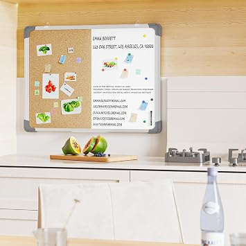 White Board Cork Board Combo, 2418 inch for Office, Home, School, Vision Board, Pin Bulletin, Markers, Eraser, Magnets, Pins (Vertical)