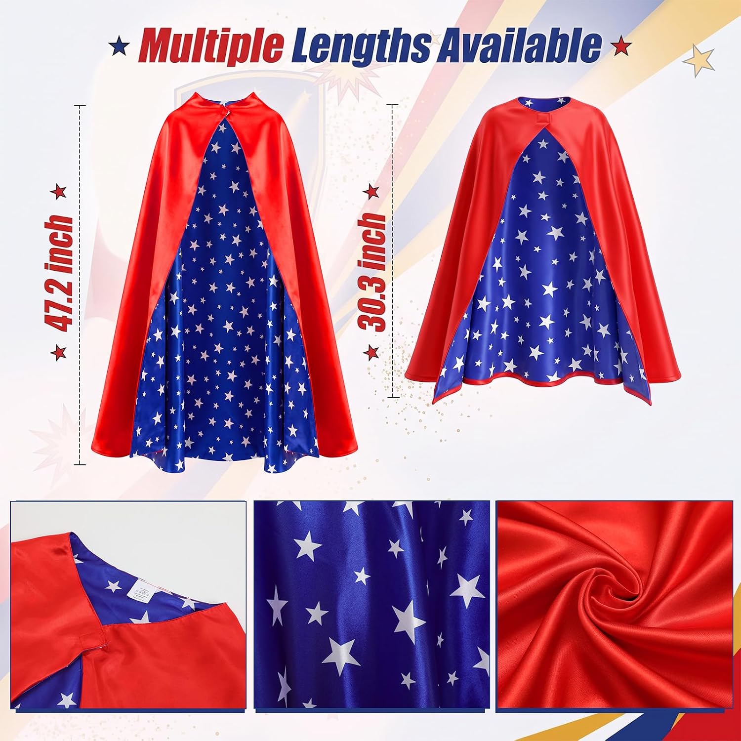 Haysandy Woman Hero Costume Cape for Print Adult Red Blue Star Cloak Movie Costume Accessories for Halloween Cosplay Party