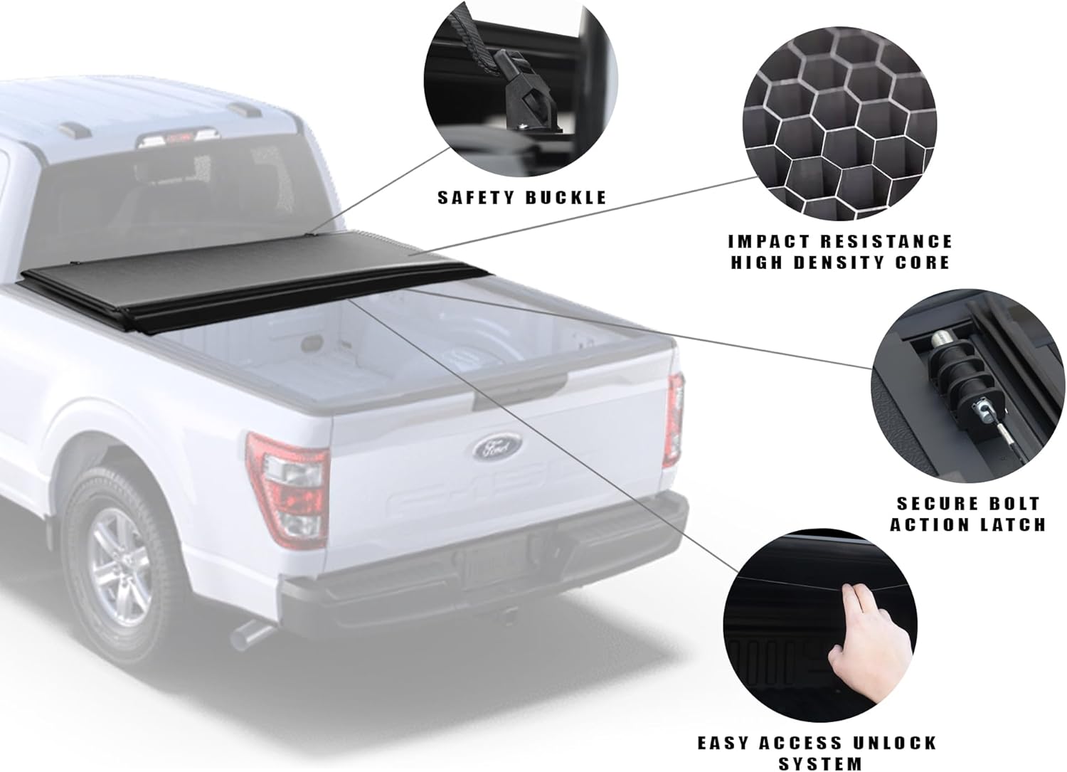 Armordillo Low Profile Hard Tri-Fold for 2004-2014 Ford F150 F-150 Bed Tonneau Cover 5.5Ft (66") / 2006-2008 Lincoln Mark LT Bed Tonneau Cover 5.5Ft (66") Short Bed | CoveRex TFX | 7162341