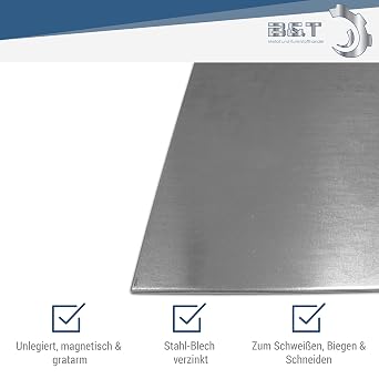 B&T Metal Galvanised Steel Sheet 3.0 mm Thick Size 200 x 500 mm Galvanised sheet metal in cut