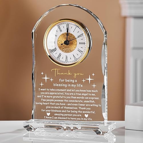 Regalos de Agradecimiento para Mujeres y Hombres Reloj de Cristal, Regalo de Reloj de Agradecimiento para Compañeros de Trabajo Amigos Maestros,