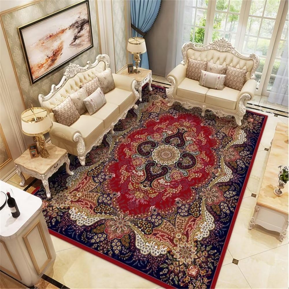 Tapis pas cher pour chambre ado design rouge foncé floral 60x90