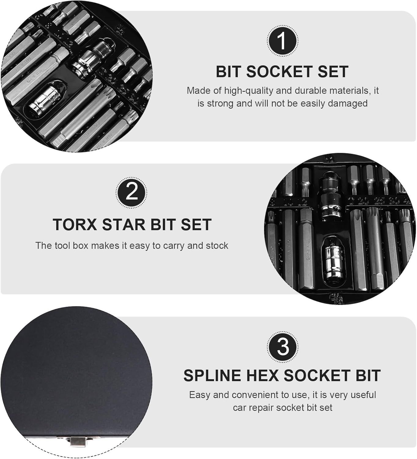 40pcs Star-shaped Bit Socket Set Automotive Repair Sockets Kit Multi-tooth Drive Bit Set with Metal Case for Car Maintenance and Mechanical Work Random Color Random Color