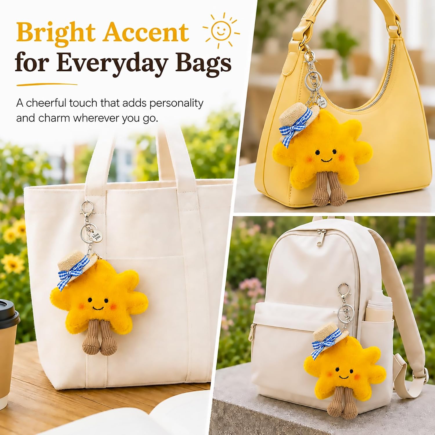 Cute Plush Keychain, Kawaii Backpack Charm, Bag Charm for Purse Tote Bag Car Keys, Aesthetic Gift for Women image 5