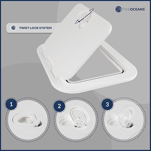 Miniatura 2 de Five Oceans Boat Hatch, Marine Access Hatch, Rectangle Boat Hatch Lid with Locking Slam Latch, Off-White for Boat & Yacht, Multiple Sizes