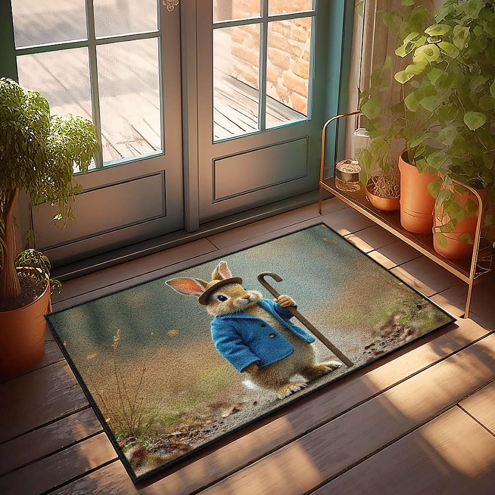 Tapis anti-fatigue lapin bleu 50x80 cm pour grande porte cuisine