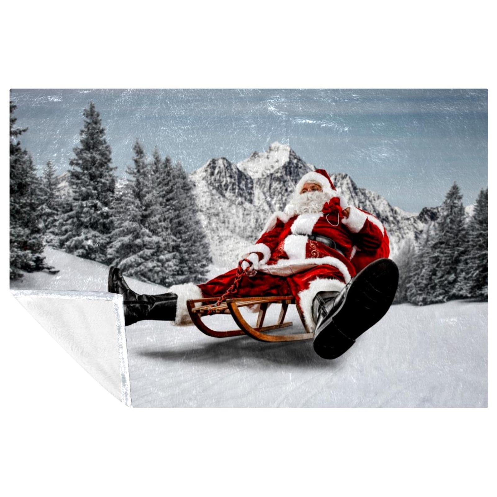 Plaid Père Noël chaud et doux, couverture de lit 150x100 cm multi-usage pour plage