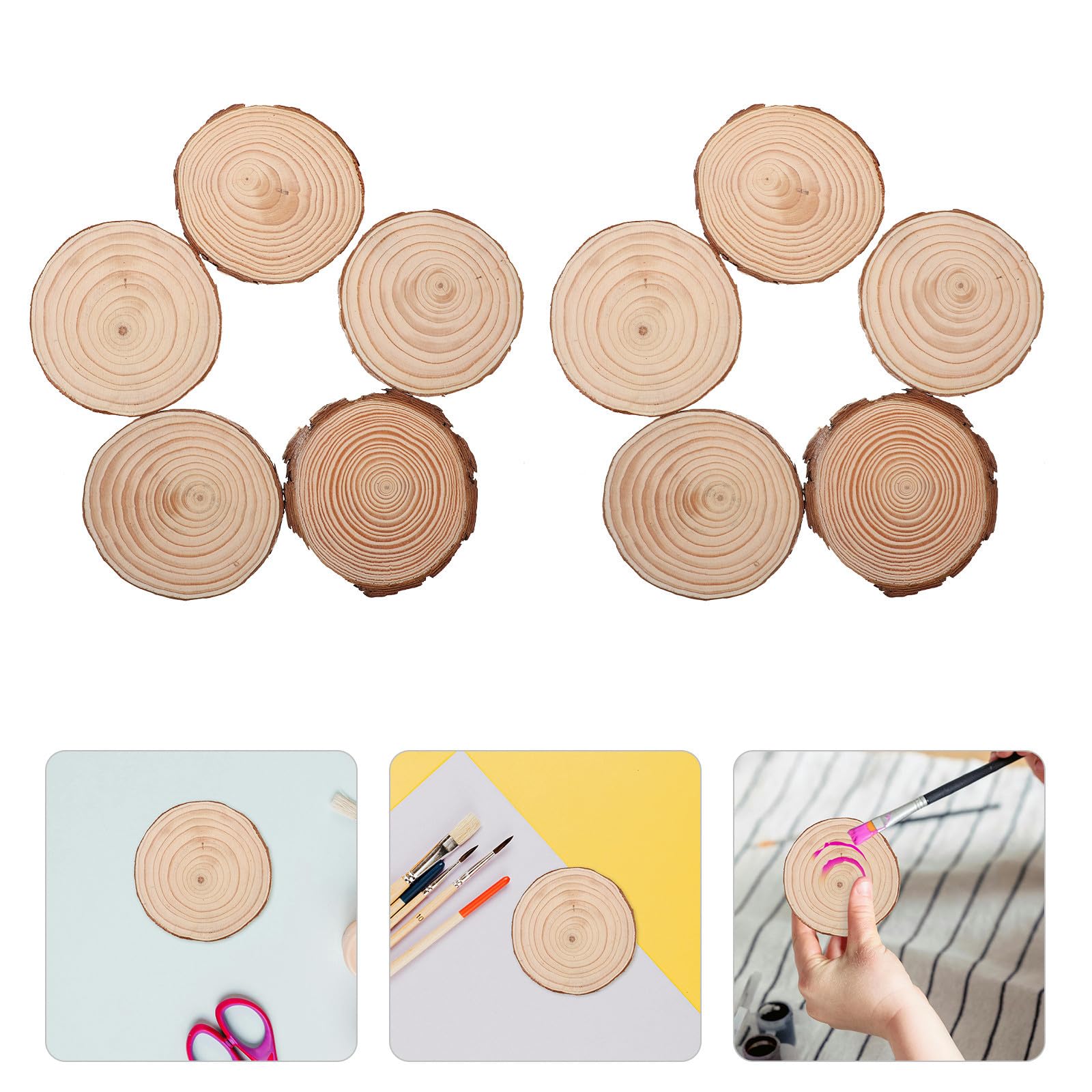 Rustikale Holzscheiben aus Kiefer 20 Stück Rund für Kinder | 11 Cm Naturbelassen, Braun, für Selbstgemacht Projekte und Malen, Geeignet als Untersetzer und Tischdeko