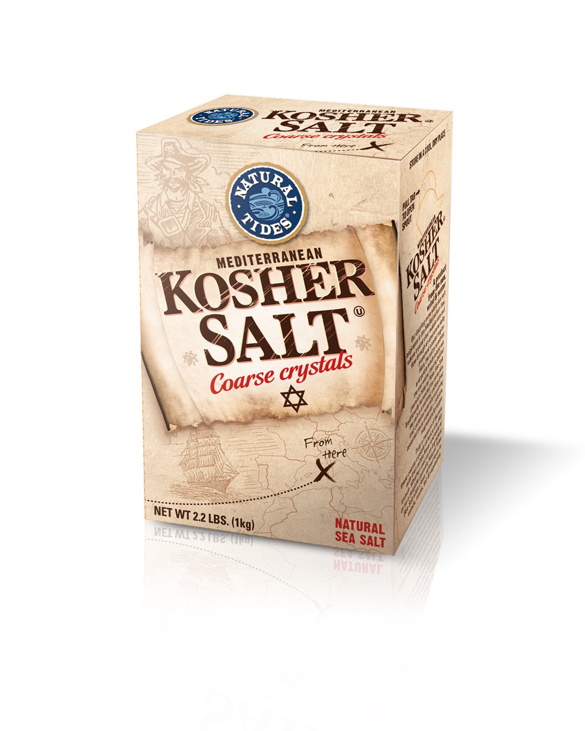 Natural Tides Mediterranean Kosher Salt, 2.2-Pounds (Pack of 6)