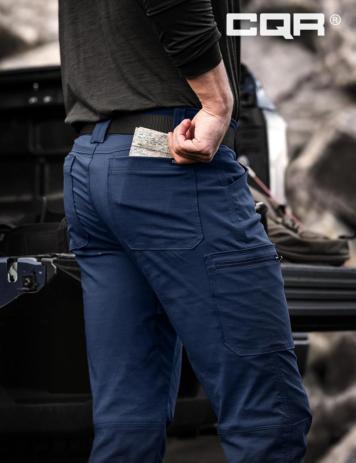 CQR Men's Active Flex Tactical Pants, Water Resistant Lightweight Stretch Cargo Work Hiking Pants - Image 3