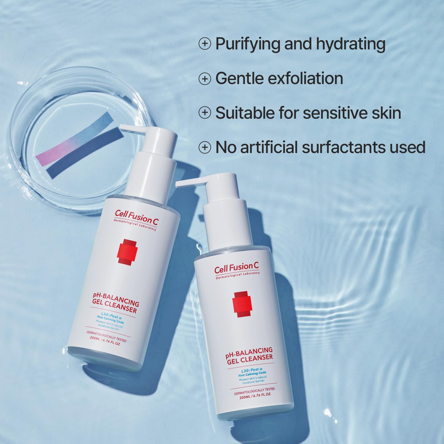 Cell Fusion C Post Alpha pH-Balancing Gel Cleanser, Hydrating and Exfoliating with BHA and Hyaluronic Acid, Suitable for Sensitive Skin, 6.76 fl. oz