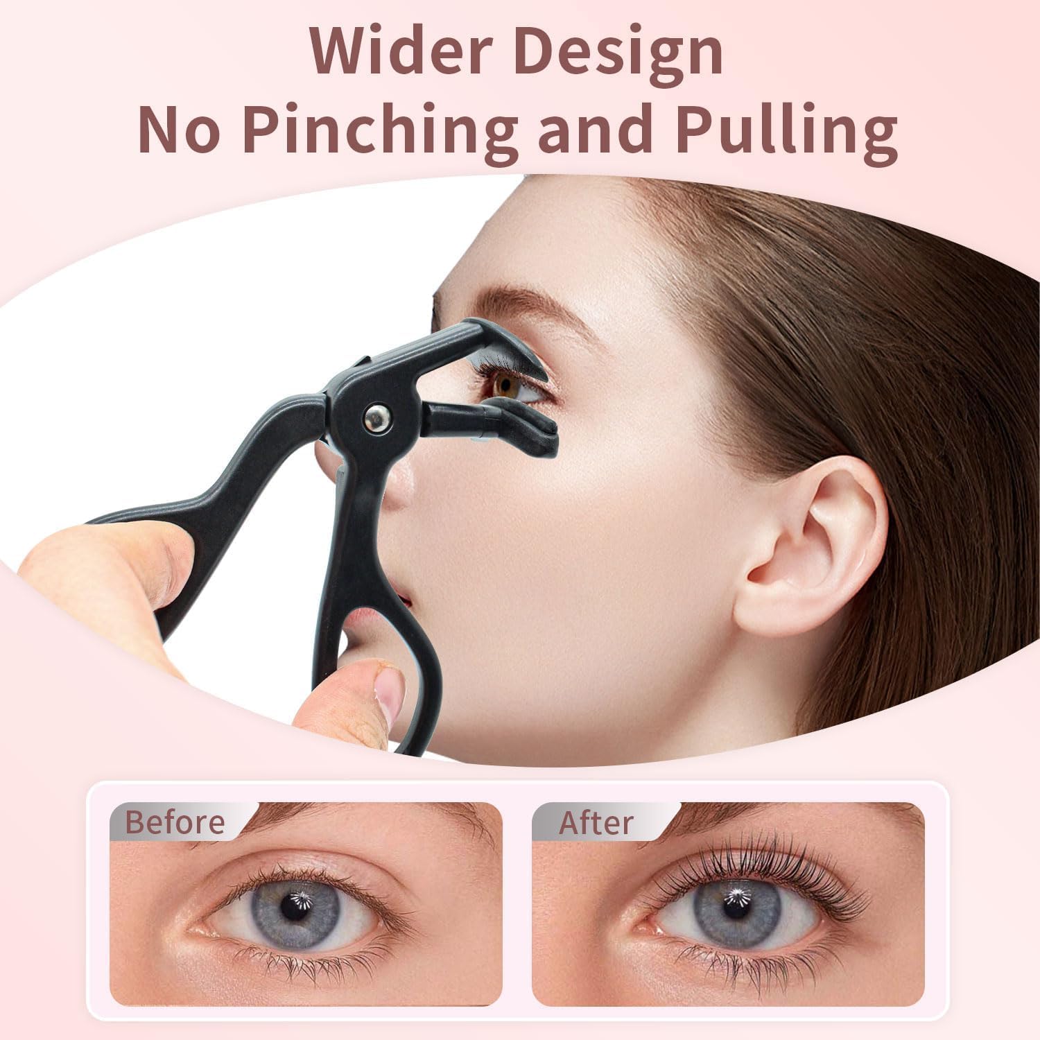 Eyelash Curlers - Plastic Eyelash Curler with Silicone Refill Pads Premium Cute Lash Curler for No Pinching or Pulling Eye Lash Curler Small Makeup Tool for Women & Girls - Black