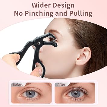Eyelash Curlers, Plastic Eyelash Curler Eye Lash Curler with Silicone Refill Pads Premium Cute Lash Curler for No Pinching or Pulling Small Makeup Tool for Women & Girls - Black
