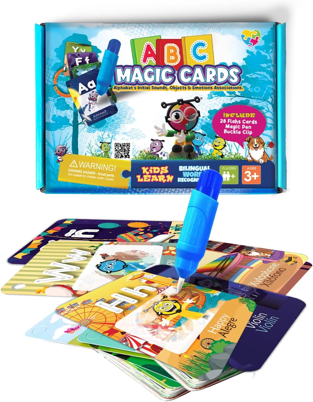 ABC Bilingual Magic Cards – Alphabet’s Initial Sound, Objects & Emotions Associations (30 Pieces)