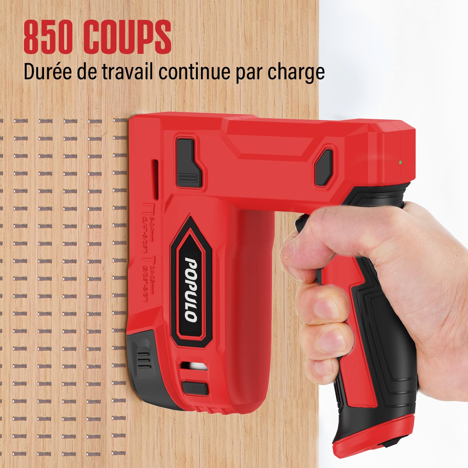 POPULO Agrafeuse électrique 2-en-1 sans fil 4 V lithium-ion avec charge USB-C – inclut arrache-clou, agrafes et clous pour tapisserie, réparation de meubles, moquette et bricolage maison