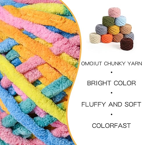 Vista 72 de Paquete de 3 hilos gruesos de felpilla de felpa de 3.53 onzas (49.2 yardas), hilo de terciopelo esponjoso para tejer y hacer ganchillo, hilos de 3