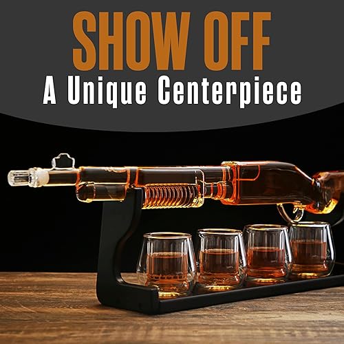Miniatura 6 de Houseables Decantador de pistola, pistola de licor, juego de decantador de tequila, escopeta de alcohol, regalos para hombres, beber, soporte para