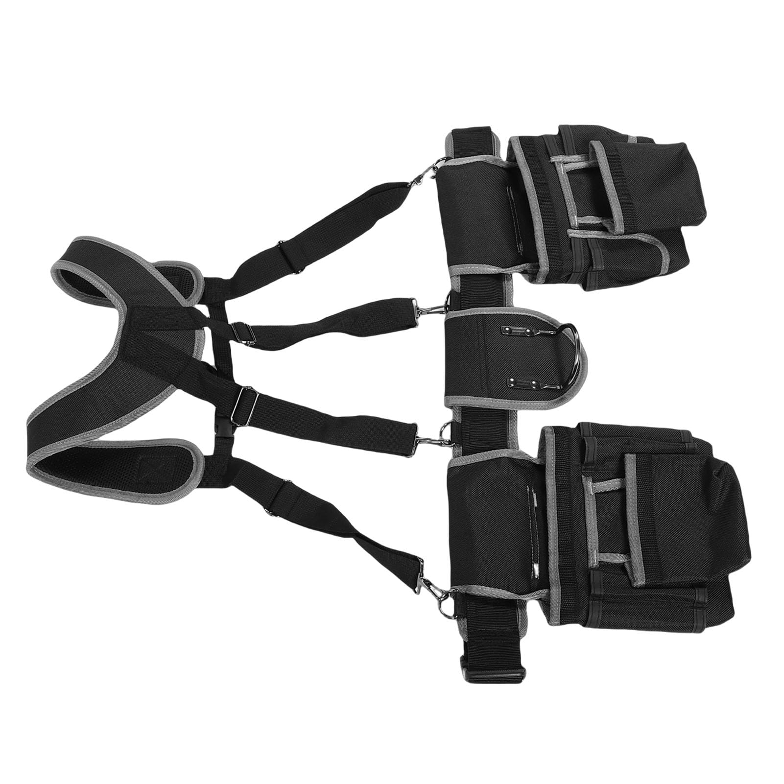 Jiawu Cintura per Attrezzi con Bretelle, Organizer per Cintura per Attrezzi Regolabile in Tessuto Oxford, per Resistente con Tasche Multifunzionali, Comode Bretelle per Carpenteria Edile