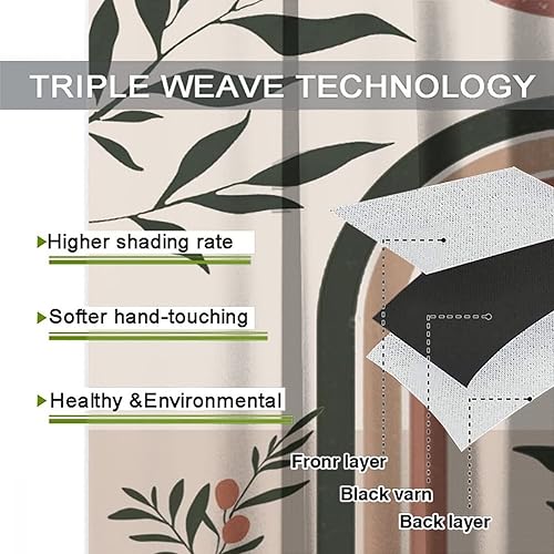 Miniatura 7 de Cortinas opacas de arte abstracto y moderno de mediados de siglo, estilo bohemio, rústico, bohemio, arco de plantas, luna, con aislamiento térmico y