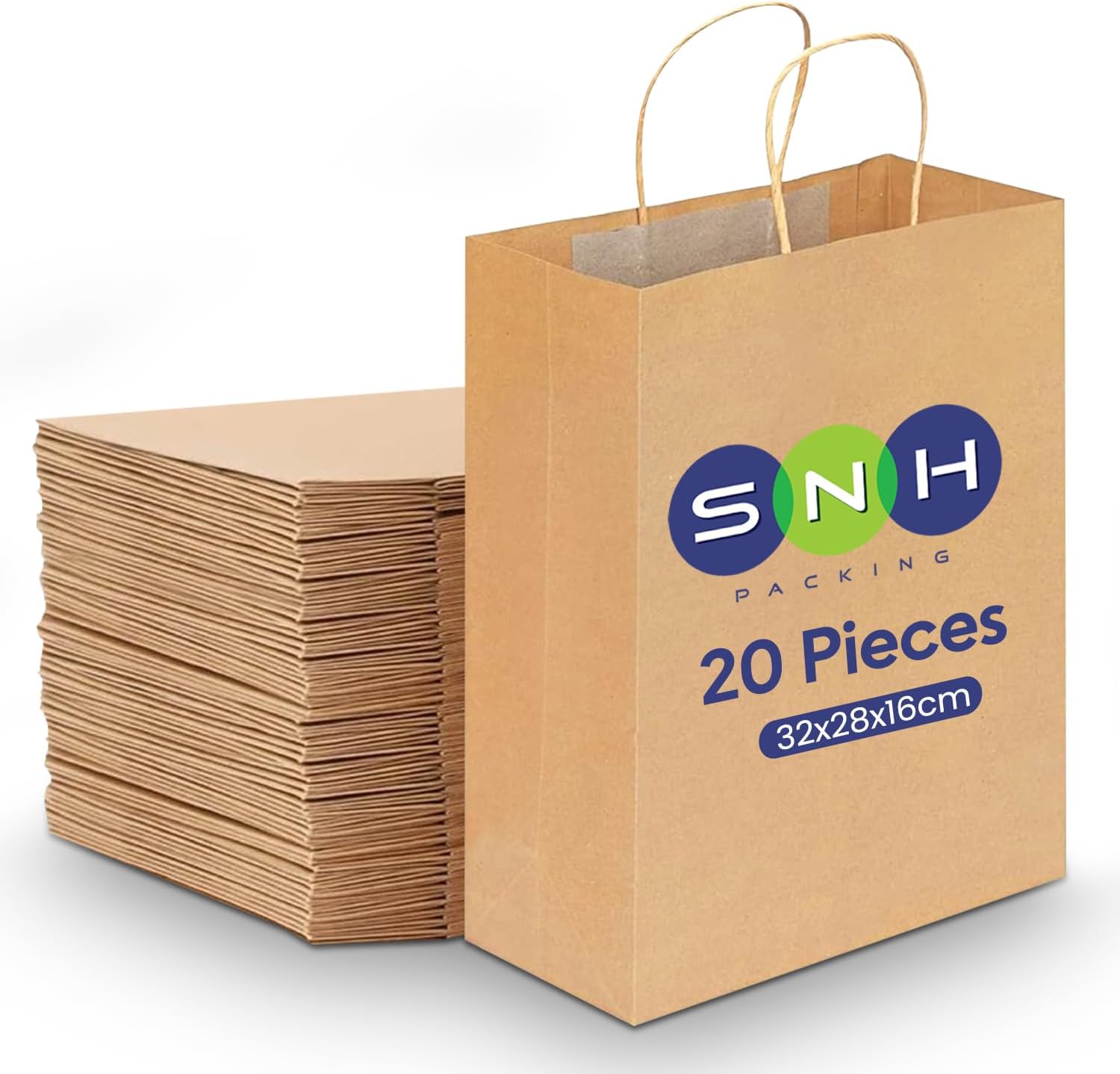 20 Pcs Kraft Paper Bag Brown Twisted Handle 32x28x16cm Paper Party Bags Hen Party Bags Kraft Paper Bag Bride Birthday Gift Bag Wedding Celebrations Bags for Party Favour by SNH Packing