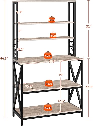 Miniatura 11 de Yaheetech Estante de cocina para panaderos de 6 niveles, mesa de café de 31.5 pulgadas, mueble de horno microondas para espacios pequeños, Marrón