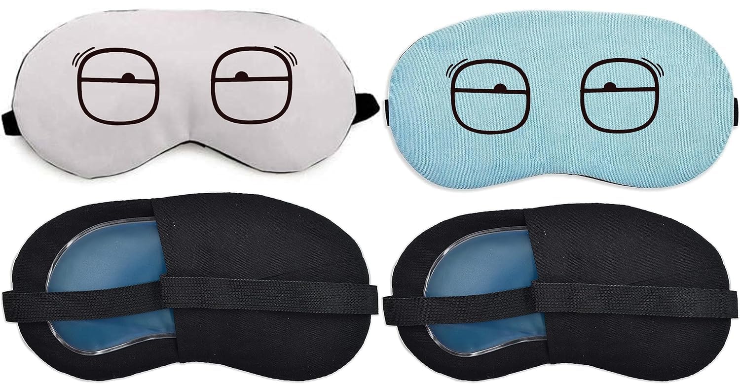 Aoxeria (PACK OF 2 PIECE) Printed Eye Mask For Sleeping Men Women With Cooling Gel For Night Deep Sleep, Dark Circles, Puffy Eye's, Dry Eyes (white and blue).-image-20