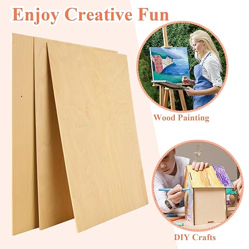 Miniatura 4 de 6 hojas de madera contrachapada de abedul báltico de 12 x 16 x 14 pulgadas a 0.236 in sin terminar para artes y manualidades, pintura, pirografía,