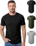 JMIERR Hommes T chemises manches courtes Col d'équipage Longline chemise 1 ou 3 Pack de coton, T-shirts, Classique, Hipster, Hippop, Sport, Workout, Chemises de plage, Tshirt pour les hommes, Fit régulier, Hawaïen