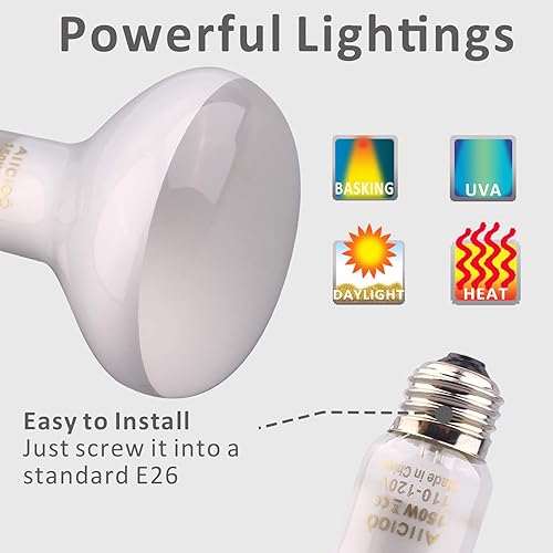 Miniatura 7 de Aiicioo Bombilla de luz de reptil - Bombilla de calor de 150 W, paquete de 4 para lámpara de calor de reptiles para dragón barbudo, lagarto,
