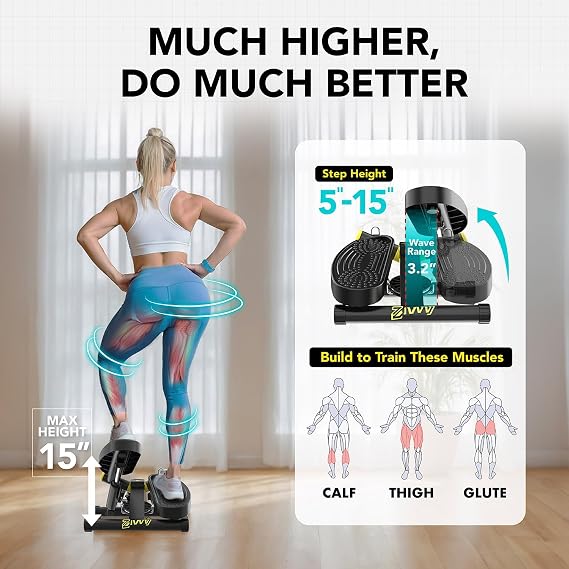 Mini Twist Stepper with Resistance Bands and Booty Bands, Stepper Machine with 330LBS Weight Capacity, Mini Stepper for Full Body Workout, Adjustable Step Height, Smooth and Quiet