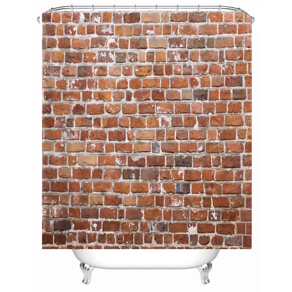 Rideau de douche anti-moisissure et lavable motif pierre pour grande cabine