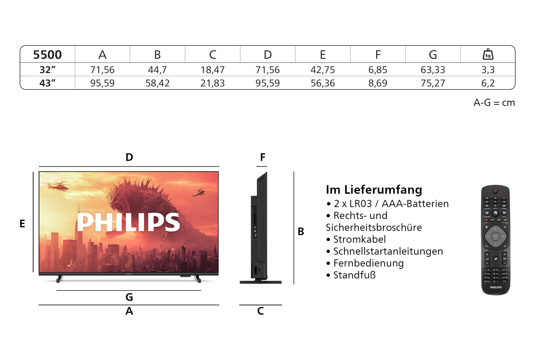 Philips 43PFS5500 FHD LED TV - 43 Zoll Display mit Pixel Plus, Kompaktem Design und Dolby Audio Mit Vocal Boost