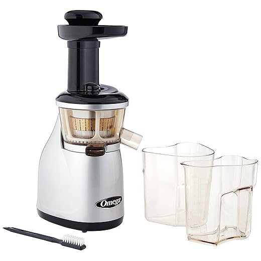 Omega Vertical Low Speed Juicer, 150-Watt, Silver