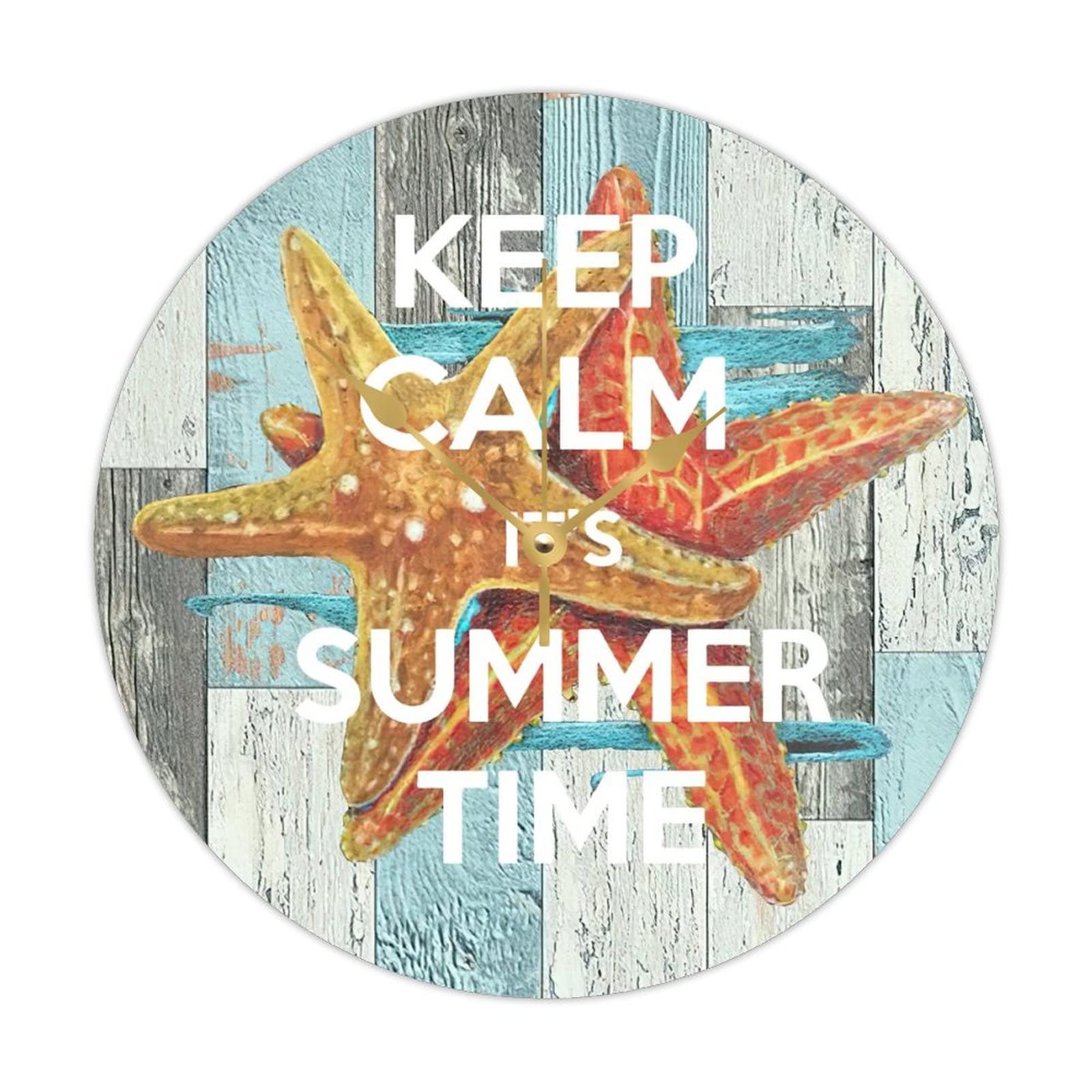 Horloge de plage ronde en bois 38cm silencieuse pour deco de maison