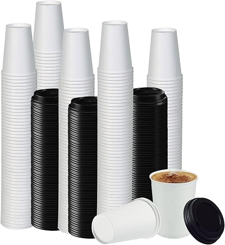 Miniatura 8 de Smygoods Vasos de papel de 4 onzas con tapas, mini tazas de café y tazas de té, paquete de 50