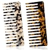 2 Pack Hair Detangling Comb, 5.9 Inches Large Cellulose Wide Tooth Comb, Styling Detangler Combs for Women Thick, Curly, Wavy, Wet and Dry Hair Tortoise Shell, Ivory