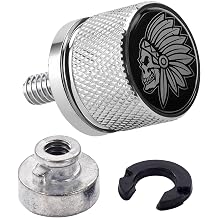 Knurled Fender Rear Seat Bolt Screw 1/4"-20 Thread & Seat Nut Compatible with Harley Davidson Touring Electra Glide,Street Glide,Road Glide,Road King,Softail,Dyna,Sportster 1996-2025 Chrome