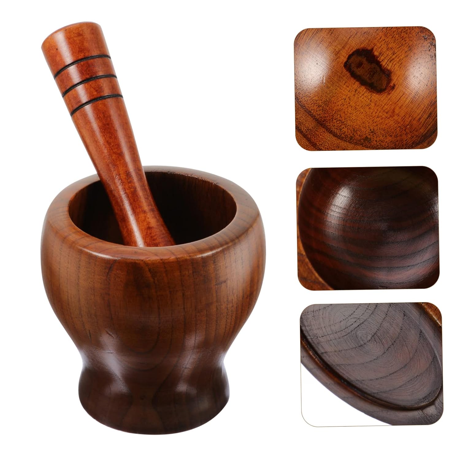 Wooden Garlic Crusher Handcrafted Mortar and Pestle for Mincing Garlic Herbs and Spices Acacia Wood Kitchen Utensil for Home Chefs