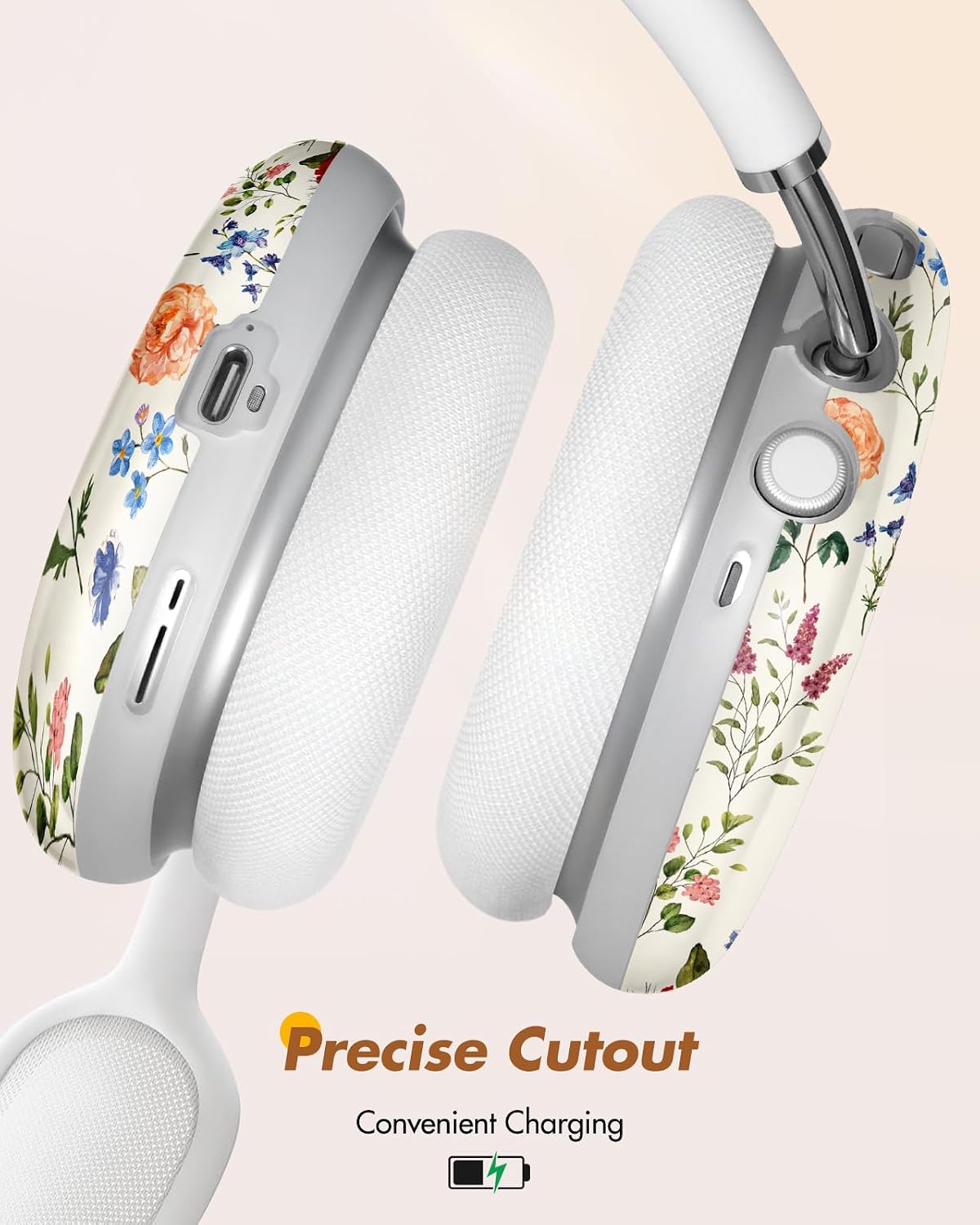 Joyleop for Airpods Max Case - Durable Hard for AirPods Max Covers, Elegant Headphones Case with Unique Design, Pretty Essential Accessories for Headphones, White Retro Florals image 3