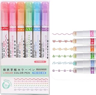 ZHUMCCY Curve Textmarker Set, 6 Stück Curve Highlighter Pens Set Kurven Textmarker Spitze Stifte Mit Verschiedenen Formen ...