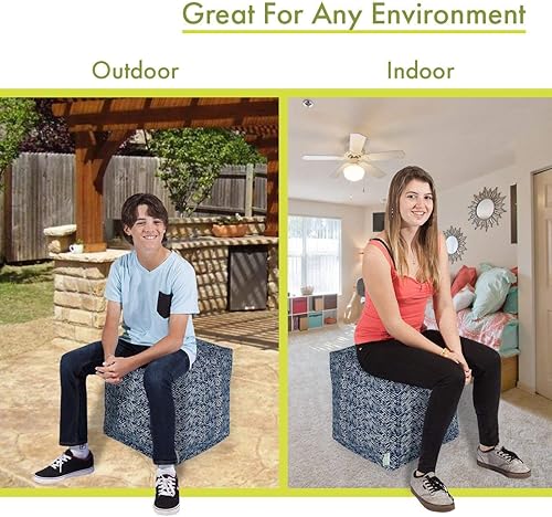 Miniatura 4 de Majestic Home Goods South West - Puf otomano para interiores y exteriores, 17 pulgadas de largo x 17 pulgadas de ancho x 17 pulgadas de alto, azul