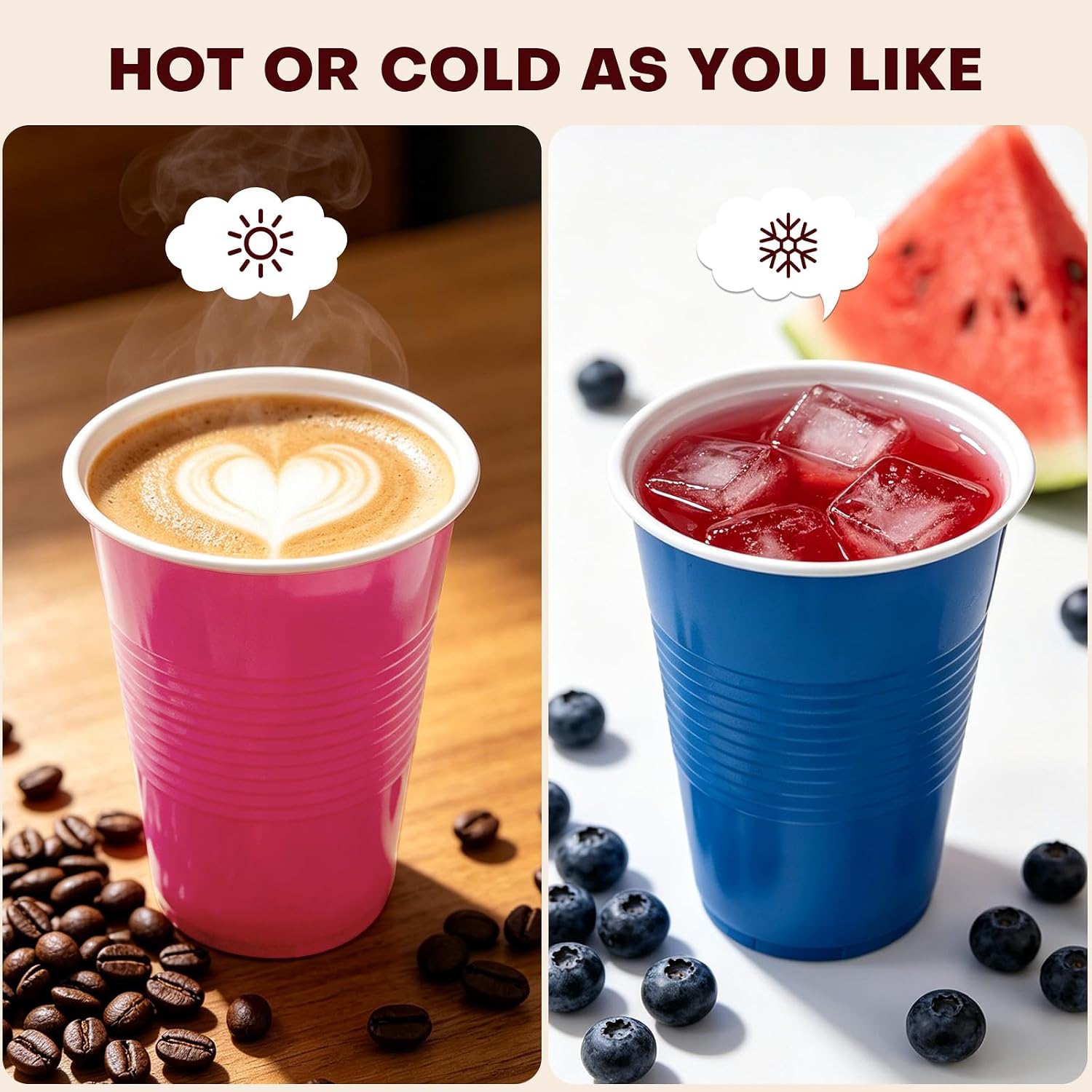 Disposable Plastic Cups, 120 Count, 18 Oz BPA-Free PP Plastic Cups, Assorted Red Blue Green Pink Party Cups for Tailgates, Birthdays, Holidays, BBQs, and Events thumbnail
