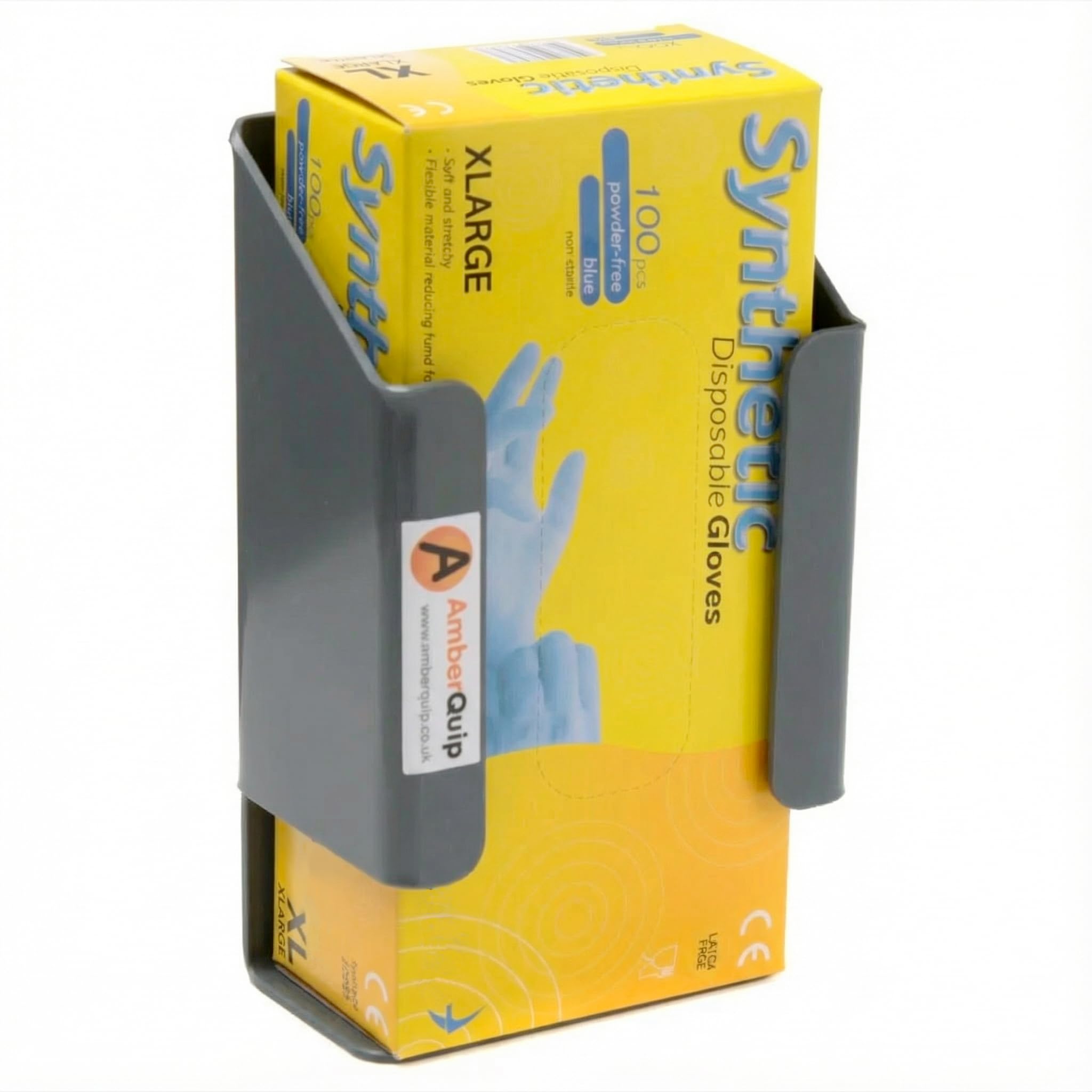 Amberquip Grey Disposable Glove Box Holder. Ideal Storage Tradesman Van, Workshop, Garage. Wall Mountable. Pvc. (Small Holder)